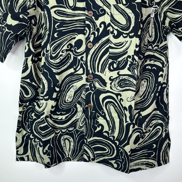 Wayan Natural Wears Tropical Button Down Navy Blue Shirt Large - Picture 3 of 10